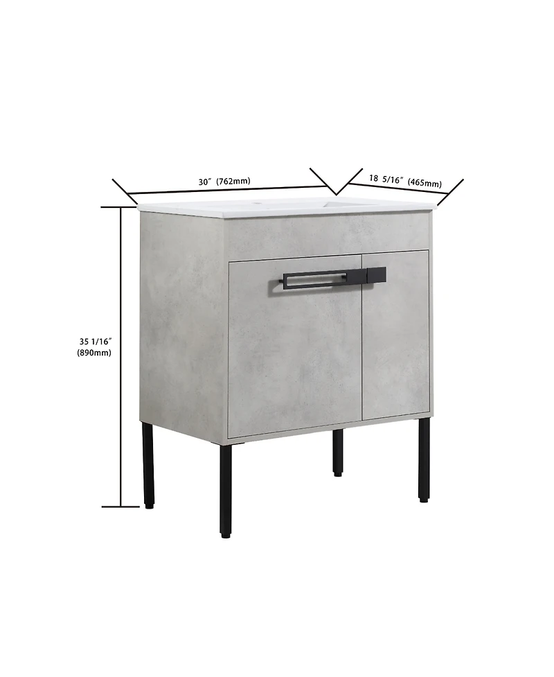 Simplie Fun Dual-Purpose Bathroom Vanity Wall-Mount or Floor-Standing with Adjustable Shelf