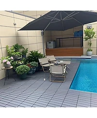 Streamdale Furniture Interlocking Deck Tiles, 44 Pack, 12" Dark Grey, Waterproof Outdoor Patio