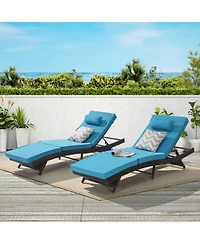 Streamdale Furniture Outdoor Wicker Reclining Lounge Chairs (Set of 2) - Beach, Pool, Garden