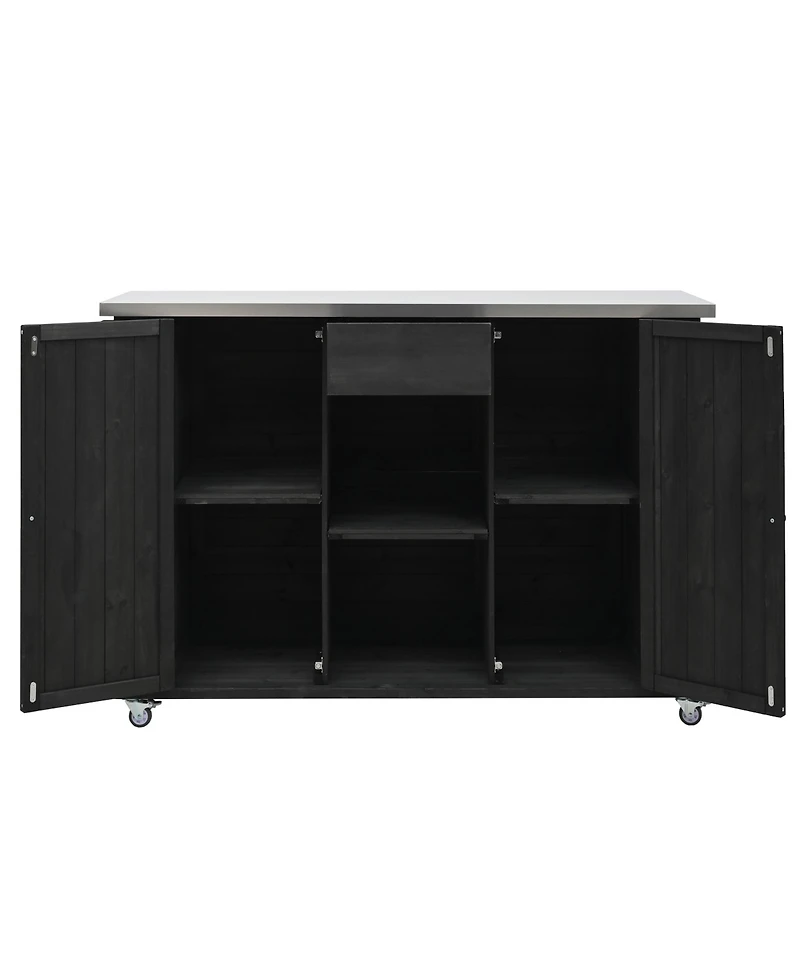 Streamdale Outdoor Kitchen Island - Fir Wood, Stainless Top