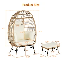 Streamdale Furniture Oversized Wicker Egg Chair with Ottoman