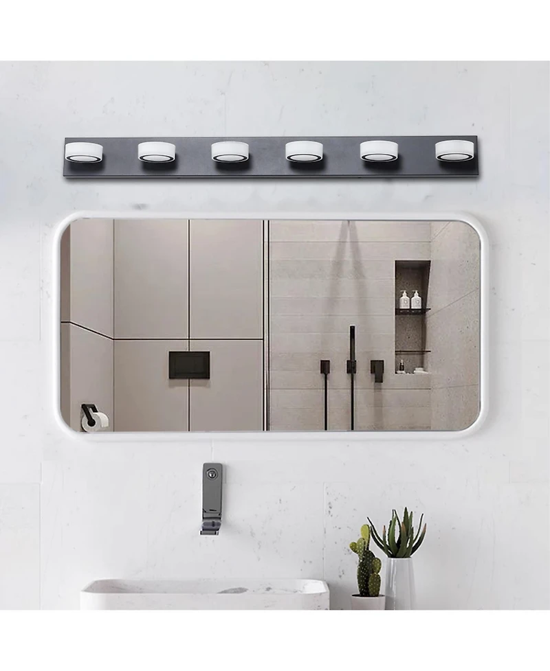 Streamdale Led Modern Black 6-Light Vanity Lights Fixtures Over Mirror Bath Wall Lighting