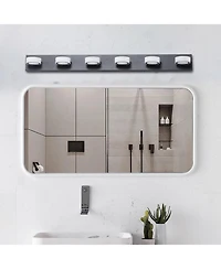Streamdale Led Modern Black 6-Light Vanity Lights Fixtures Over Mirror Bath Wall Lighting