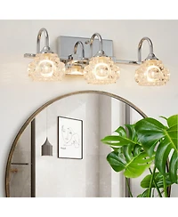 Streamdale Furniture Streamdale Brushed Nickel Finish Vintage Crystal Vanity Light - Elegant 3-Light Bathroom Mirror Fixture with Clear Glass Shades