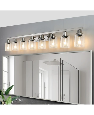 Streamdale Modern 8-Light Brushed Nickel Vanity Light with Clear Glass