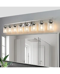 Streamdale Modern 8-Light Brushed Nickel Vanity Light with Clear Glass