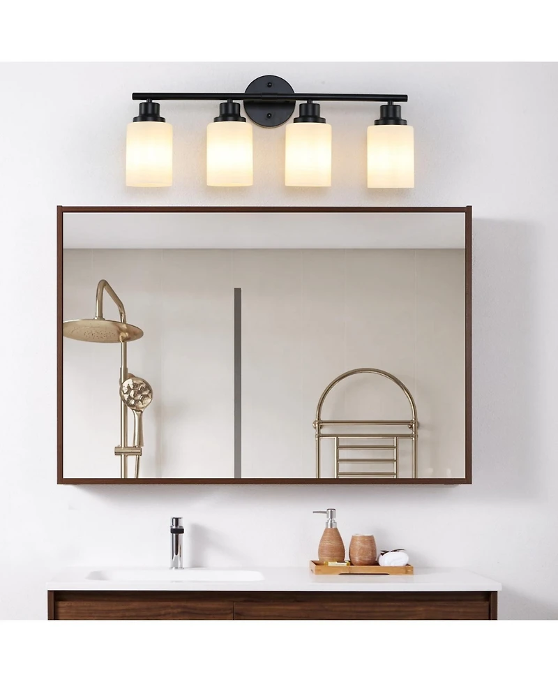 Streamdale 4-Light Vanity Mirror Light with Frosted Glass and Black Frame
