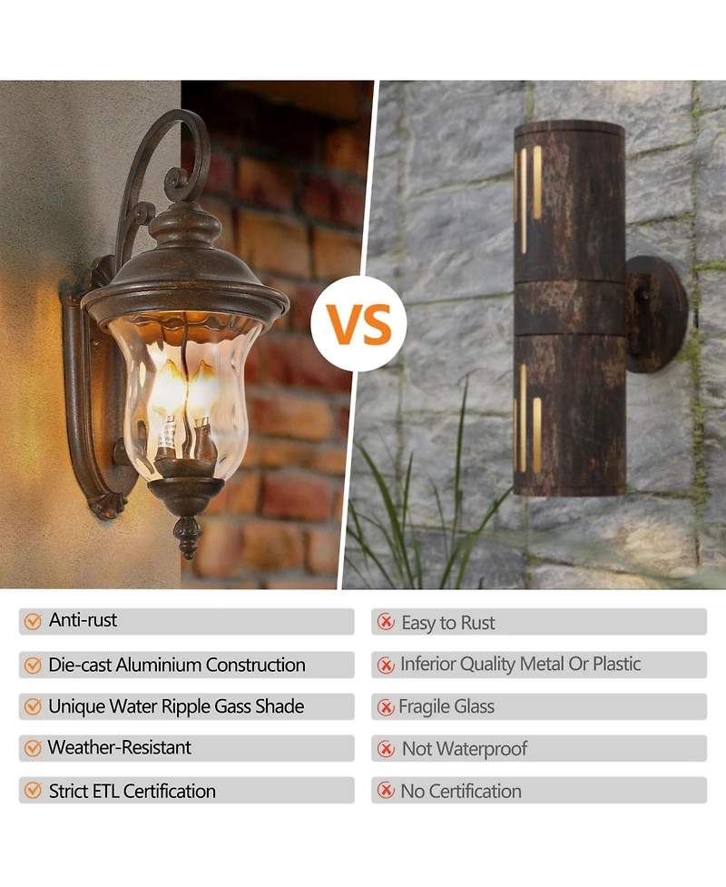 Streamdale Vintage Outdoor Wall Lantern, Waterproof Sconce with Clear Glass Shade
