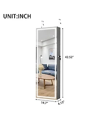 Streamdale Fashion Simple Jewelry Storage Mirror Cabinet With Led Lights Can Be Hung On The Door Or Wall
