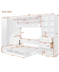 Streamdale Furniture Full Size Murphy Bed Wall Bed with Closet Drawers and Shelves