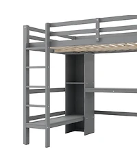 Streamdale Furniture Full Size Loft Bed with Multifunction Shelves and Under-bed Desk