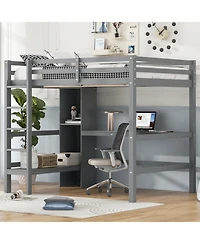 Streamdale Furniture Full Size Loft Bed with Multifunction Shelves and Under-bed Desk