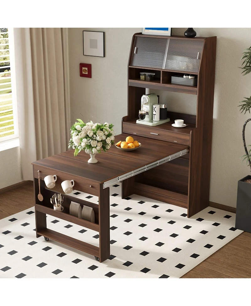 Streamdale Furniture Compact Buffet Hutch Foldable Table Storage