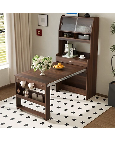 Streamdale Furniture Compact Buffet Hutch Foldable Table Storage