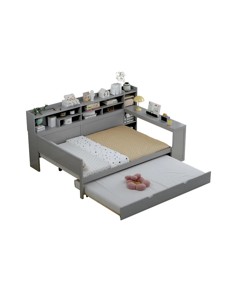 Streamdale Furniture Daybed with Trundle Desk & Shelves