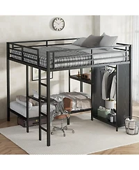 Streamdale Furniture King/Twin Xl Bunk Bed with Wardrobe & Desk - Black