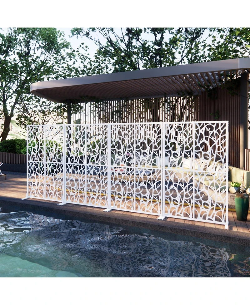 Streamdale Furniture White Bird Metal Privacy Screen 3.8x6ft