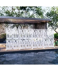 Streamdale Furniture White Leaf Metal Privacy Screen 3.8x6ft
