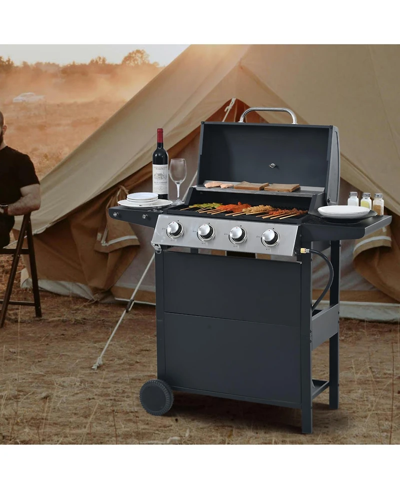 Streamdale Furniture Propane 4-Burner Bbq Grill Stainless Steel 34 000 Btu