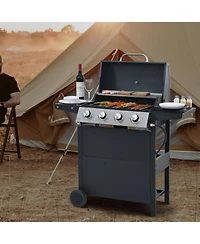 Streamdale Furniture Propane 4-Burner Bbq Grill Stainless Steel 34 000 Btu