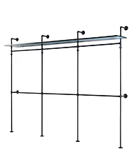 Streamdale Furniture Industrial Pipe Clothing Rack w/ Led & Shelves