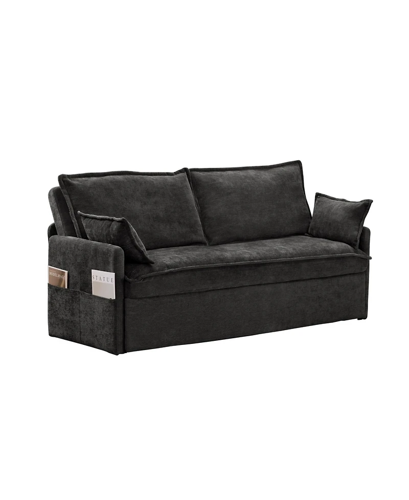 Streamdale Furniture 59.5" Chenille Sleeper Sofa Bed w/ Storage & Usb Ports