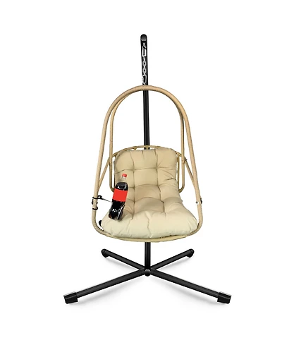 Streamdale Furniture Wicker Egg Chair with Stand & Cushion