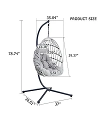 Streamdale Furniture Gr Heavy-Duty Wicker Hanging Chair (Gray)