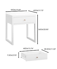 Streamdale Modern White Nightstand with Drawer & Wood Knob