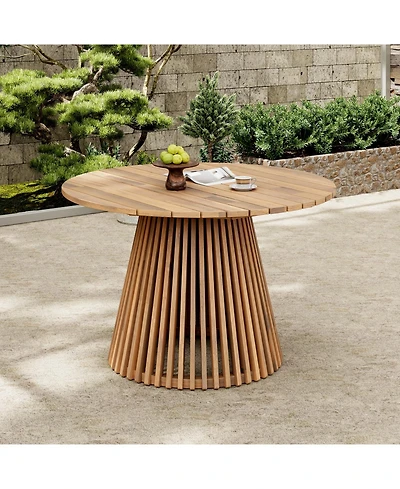 Streamdale Furniture Acacia Wood Round Patio Dining Table - Light Teak