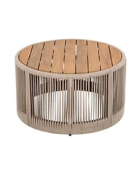 Streamdale Rattan Rope & Acacia Wood Coffee Table - Outdoor Patio Balcony