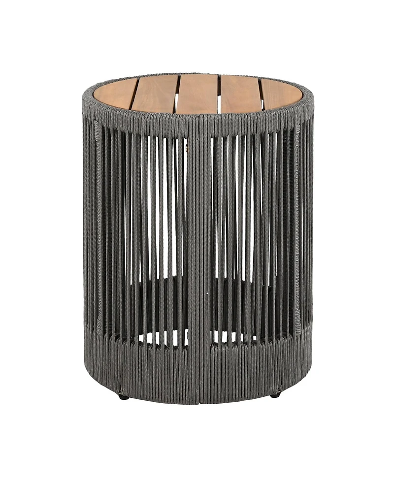 Streamdale Rattan Rope & Acacia Wood Side Table - Weather Resistant