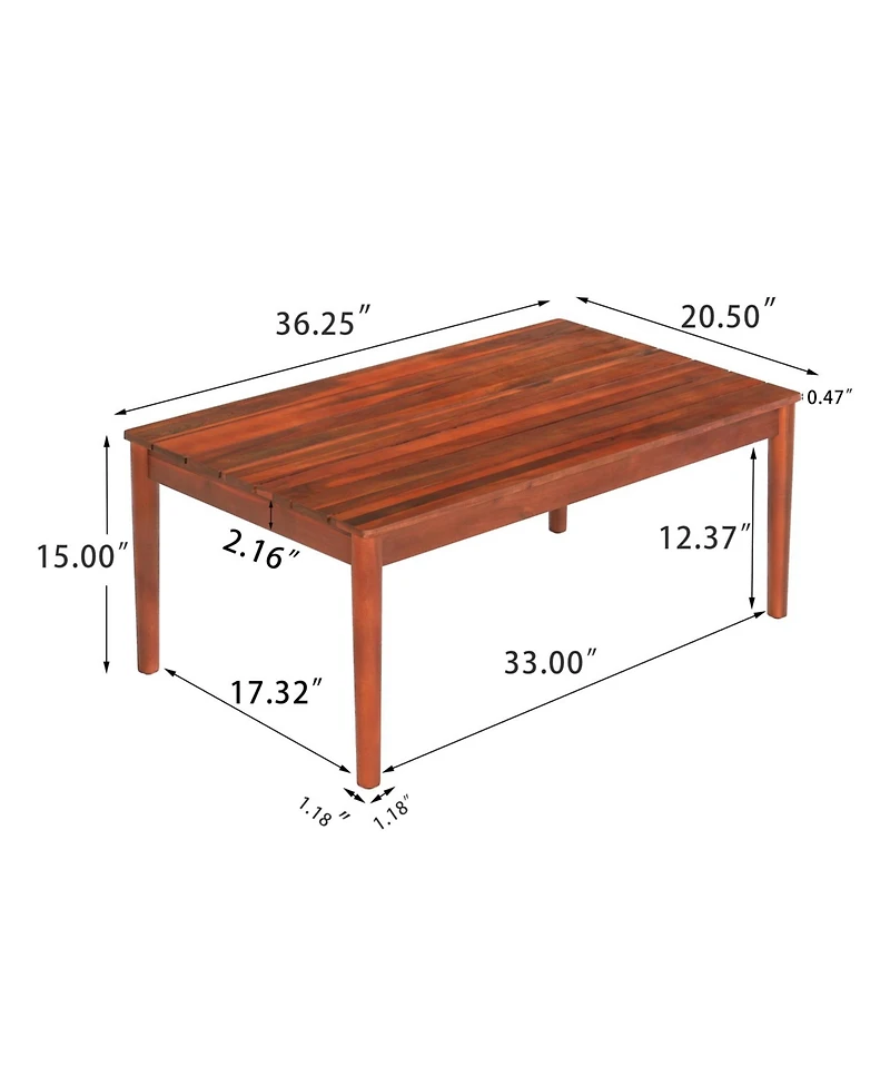 Streamdale Furniture Rustic Acacia Wood Outdoor Coffee Table