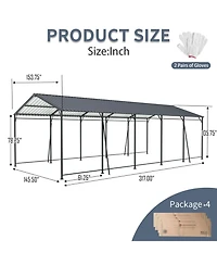 Streamdale Furniture Streamdale Heavy Duty 13x26.5 Ft Steel Carport Garage