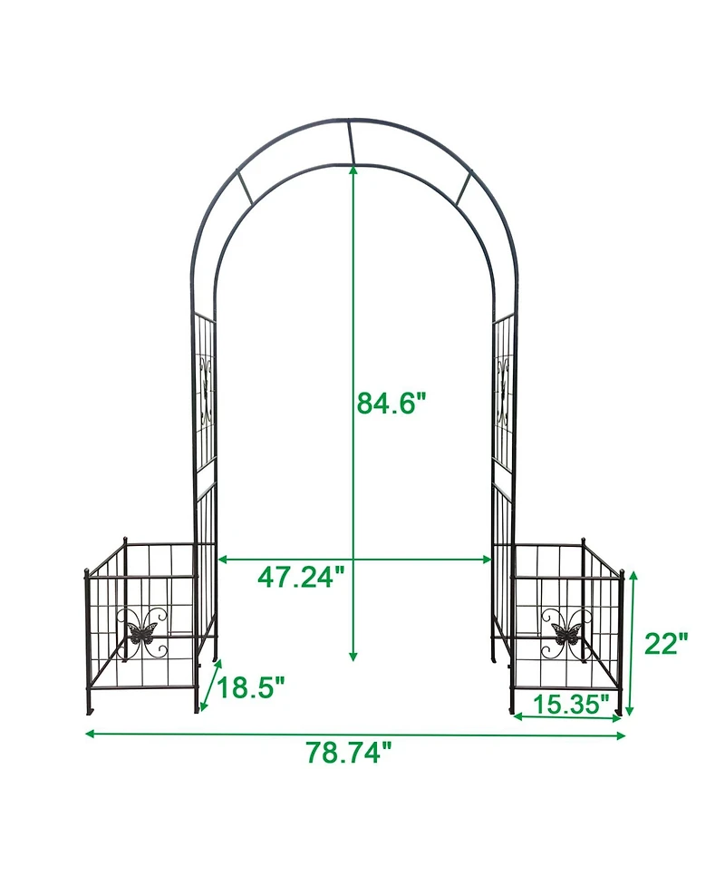 Streamdale Garden Arch Arbor Trellis - Metal Outdoor Wedding Arch - 7.15ft Black