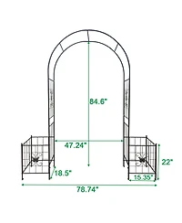 Streamdale Garden Arch Arbor Trellis - Metal Outdoor Wedding Arch - 7.15ft Black