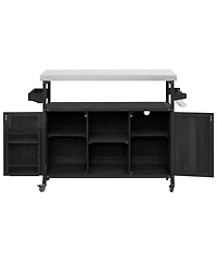 Streamdale Furniture Streamdale Outdoor Kitchen Island Rolling Bar Cart Grill Table Black