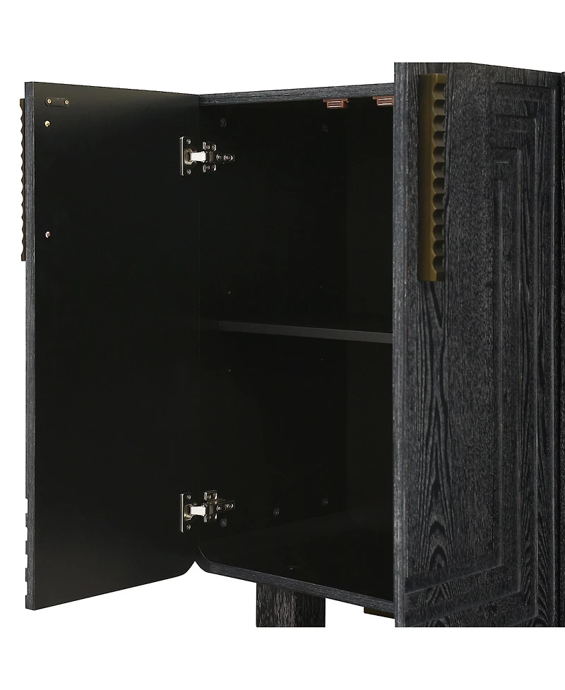 Streamdale Furniture 54" Retro Buffet Cabinet - 4-Door Fluted Sideboard