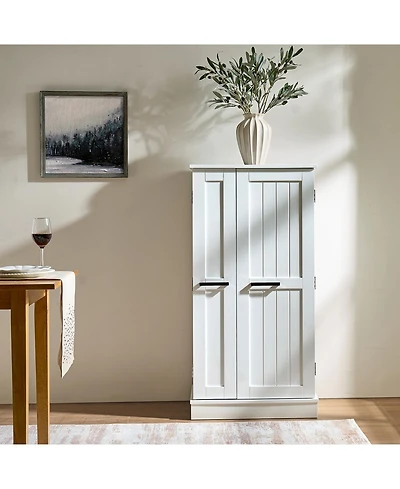 Streamdale Furniture White Kitchen Pantry Cabinet with Adjustable Shelves