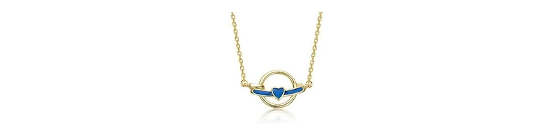 GiGiGirl 14K Gold Plated with Intertwined Rings & Colored Enamel Heart Necklace