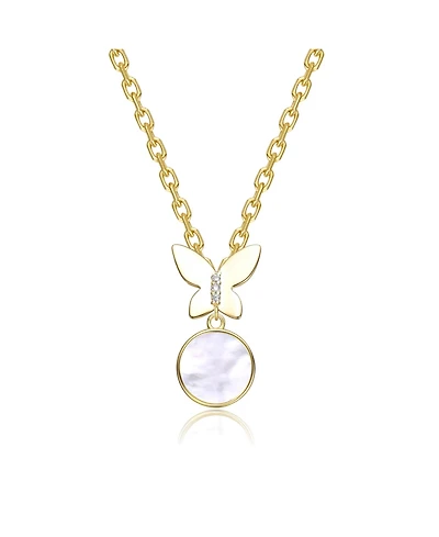 GiGiGirl 14K Gold Plated With Mother of Pearl & Elegant Butterfly Pendant Necklace