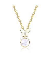 GiGiGirl 14K Gold Plated With Mother of Pearl & Elegant Butterfly Pendant Necklace