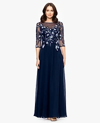 Betsy & Adam Petite A-Line Embroidered Dress