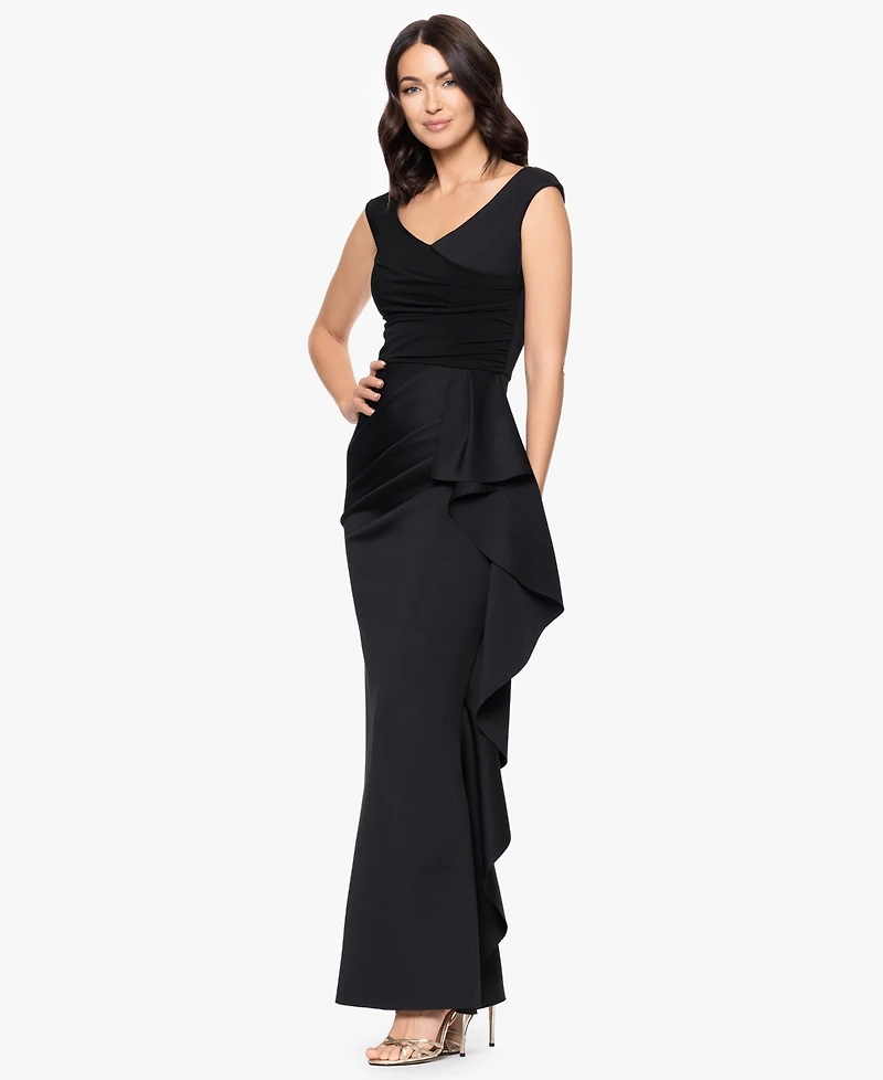 Betsy & Adam Petite Sleeveless Ruffle Detail Dress