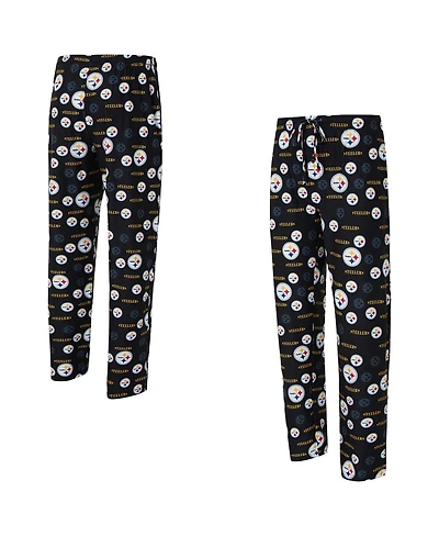 Concepts Sport Men's Black Pittsburgh Steelers Mosaic All Over Print Pants