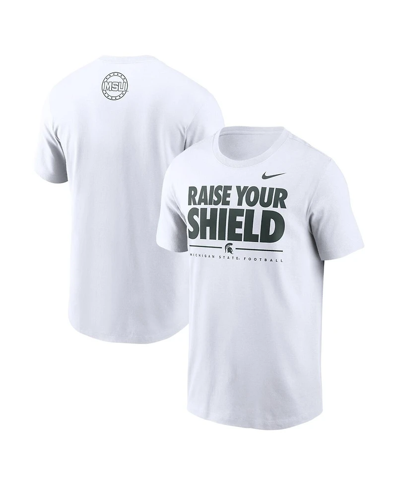 Nike Men's White Michigan State Spartans 2025 Football Fan Raise Your Shield T-Shirt