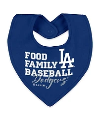 Wear by Erin Andrews Baby Boys and Girls Heather Gray Los Angeles Dodgers Sleep Play Full-Zip Sleeper Bib Set