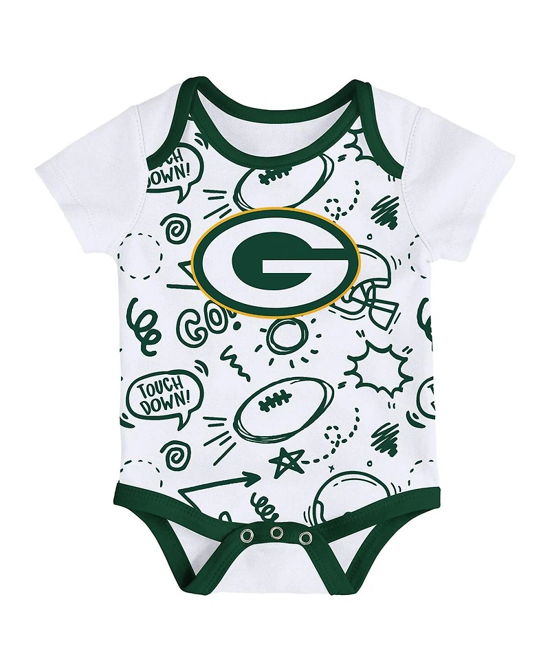 Outerstuff Infant 3-Piece Green Bay Packers All Day Play Bodysuit Set