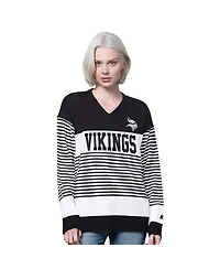 Starter Women's Black Minnesota Vikings No Huddle Striped Sweater
