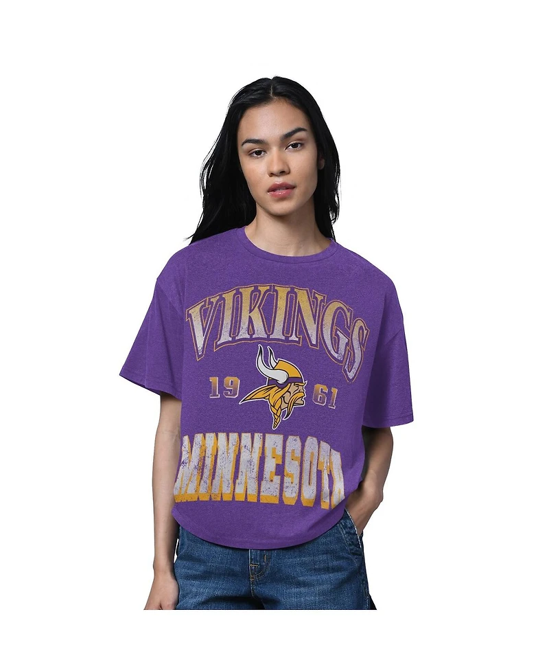 Starter Women's Heather Purple Minnesota Vikings Oversized Hall of Fame T-Shirt